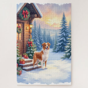 Brittany Rustic Cabin Christmas Winter Art Jigsaw Puzzle