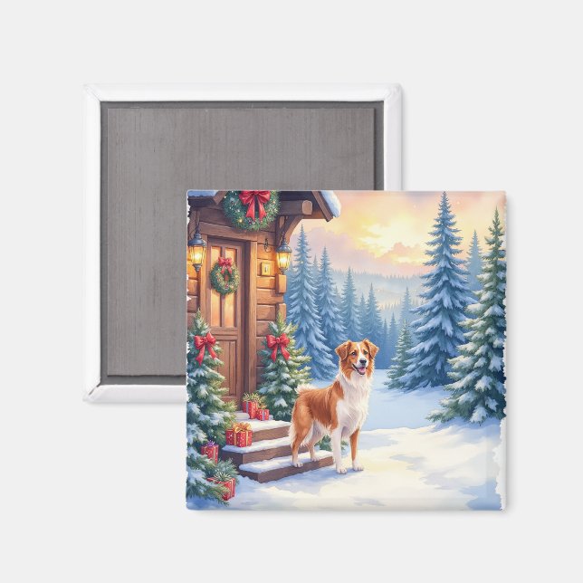 Brittany Rustic Cabin Christmas Winter Art Magnet (Front/Back)