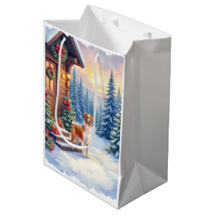 Brittany Rustic Cabin Christmas Winter Art Medium Gift Bag