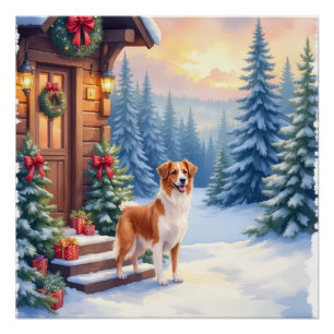 Brittany Rustic Cabin Christmas Winter Art Poster