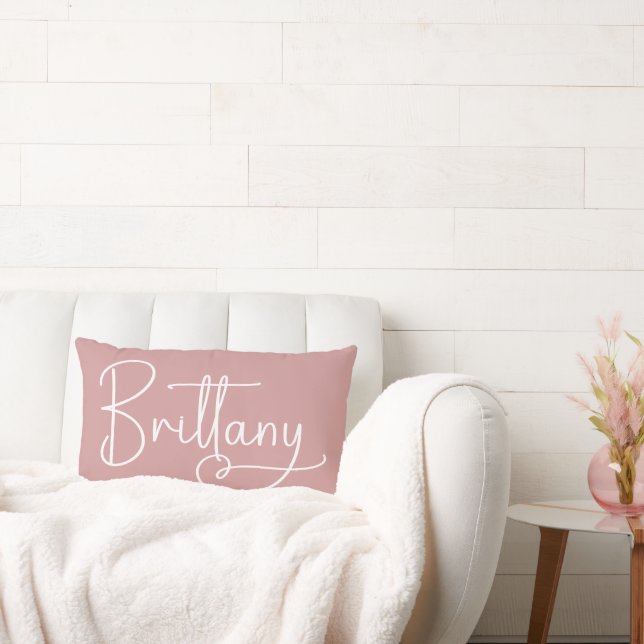 Brittany Signature Handwritten Heart Dusty Pink Lumbar Cushion (Couch)