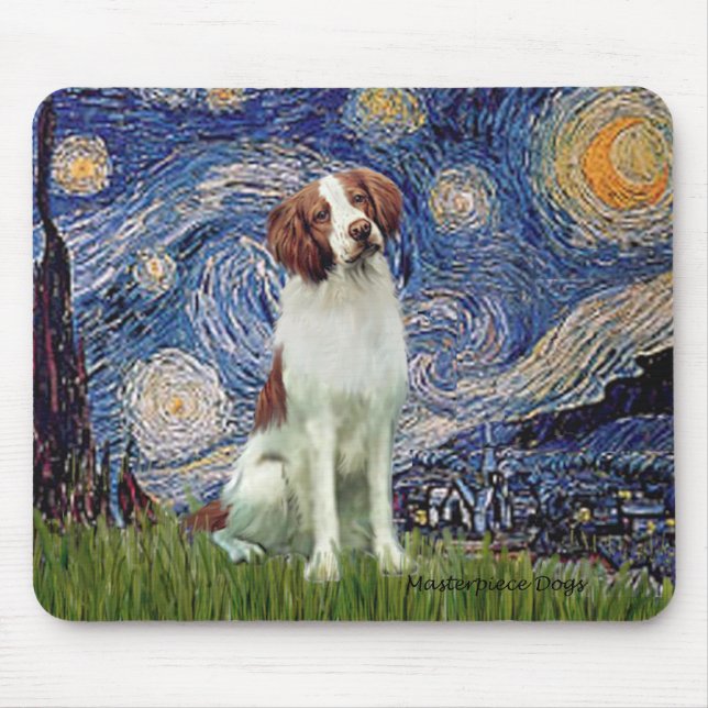 Brittany Spaniel 3 - Starry Night Mouse Pad (Front)