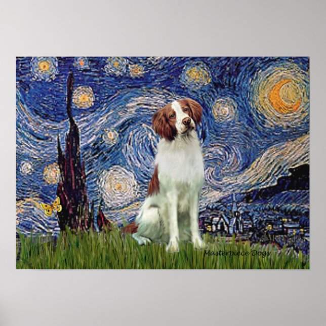 Brittany Spaniel 3 - Starry Night Poster (Front)