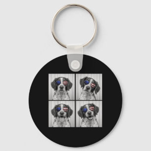 Brittany Spaniel 4th Of July Aamerican Flag Dog Key Ring