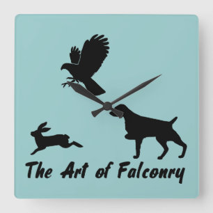 Brittany Spaniel and Falconry Square Wall Clock
