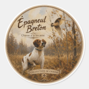 Brittany Spaniel and woodcock Classic Round Sticker