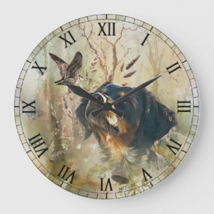 Brittany Spaniel and woodcock Large Clock