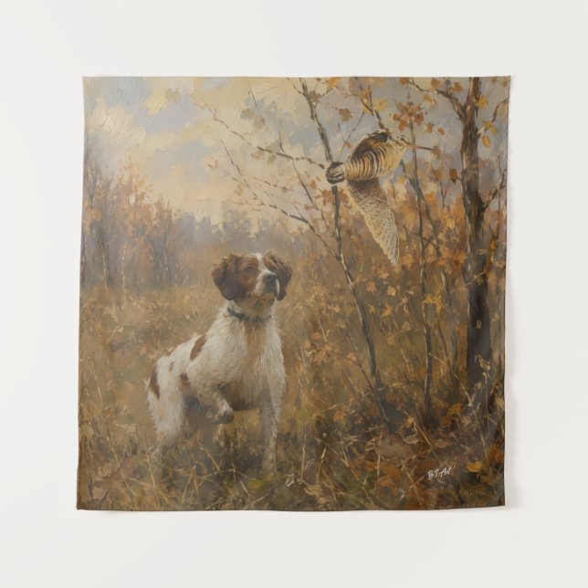 Brittany Spaniel and woodcock  Tapestry (Front)