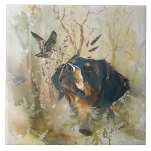 Brittany Spaniel and woodcock Tile