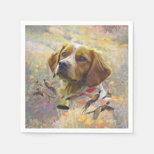 Brittany Spaniel Art , Napkin