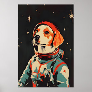 Brittany Spaniel Astronaut Poster, Brittany Retro Poster