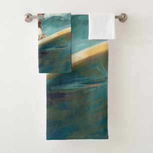 Brittany Spaniel Beach Surfing Painting Bath Towel Set