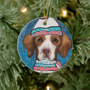 Brittany Spaniel Ceramic Tree Decoration