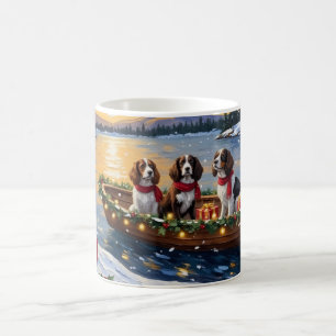Brittany Spaniel Christmas Boat Holiday Coffee Mug