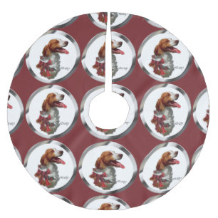 Brittany Spaniel Christmas Brushed Polyester Tree Skirt