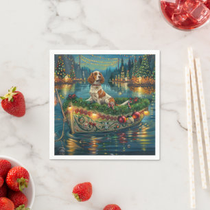 Brittany Spaniel Christmas Festive Voyage Napkin