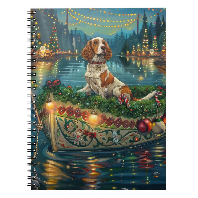 Brittany Spaniel Christmas Festive Voyage Notebook (Front)