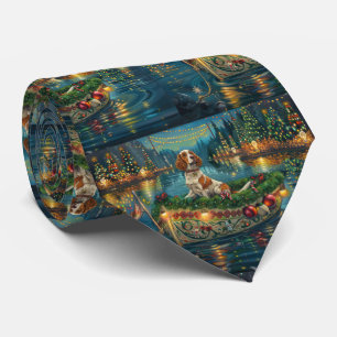 Brittany Spaniel Christmas Festive Voyage Tie
