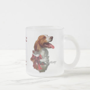 Brittany Spaniel Christmas Gifts Frosted Glass Coffee Mug