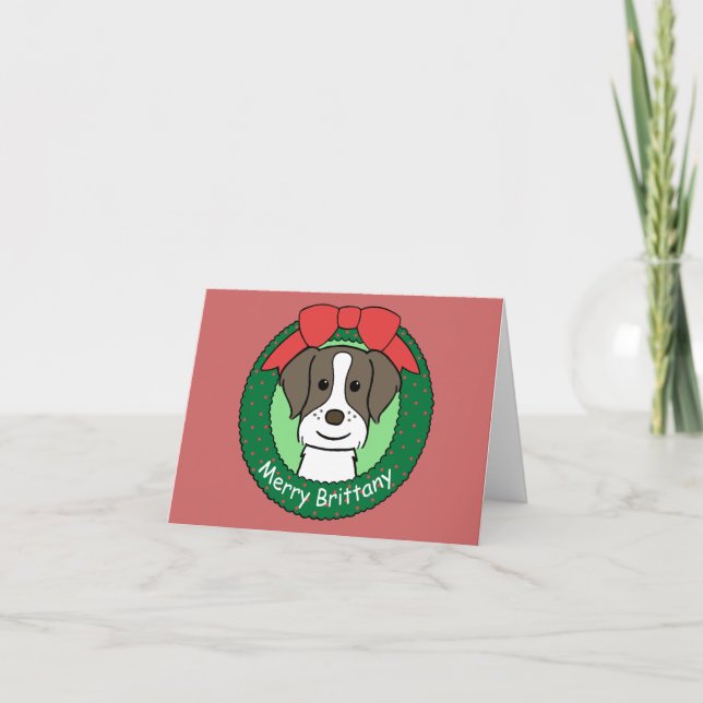 Brittany Spaniel Christmas Holiday Card (Front)