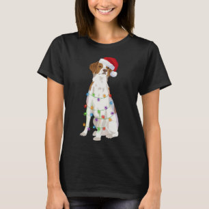BRITTANY SPANIEL Christmas Lights Xmas Dog Lover T-Shirt