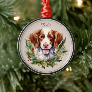Brittany Spaniel Christmas Pet Memorial Dog Breed Metal Tree Decoration
