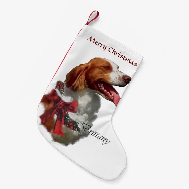 Brittany Spaniel Christmas Small Christmas Stocking (Front (Hanging))