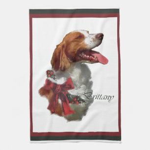 Brittany Spaniel Christmas Tea Towel