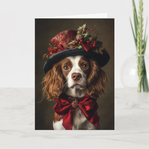 Brittany Spaniel Christmas Victorian Dog Holiday Card
