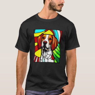 Brittany Spaniel - Colorful Stained Glass Premium T-Shirt