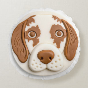 Brittany Spaniel Dog 3D Inspired Round Cushion