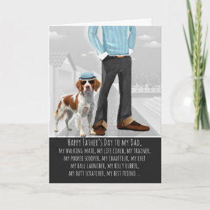 Brittany Spaniel Dog and Dad for Father's Day Holiday Card