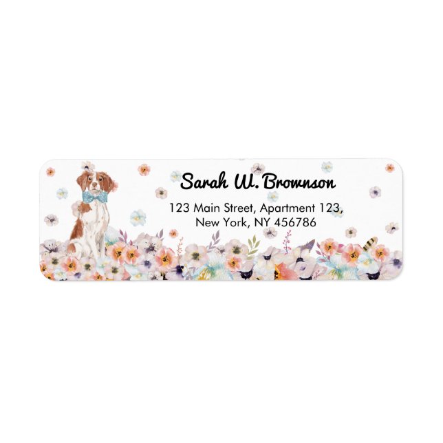 Brittany Spaniel Dog Bowtie flowers (Front)