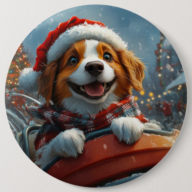 Brittany Spaniel Dog Christmas 6 Cm Round Badge (Front)