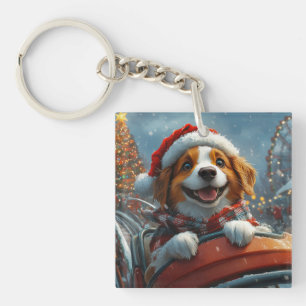 Brittany Spaniel Dog Christmas Key Ring