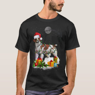 Brittany Spaniel Dog Christmas Lights Santa Hat Xm T-Shirt