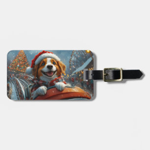 Brittany Spaniel Dog Christmas Luggage Tag