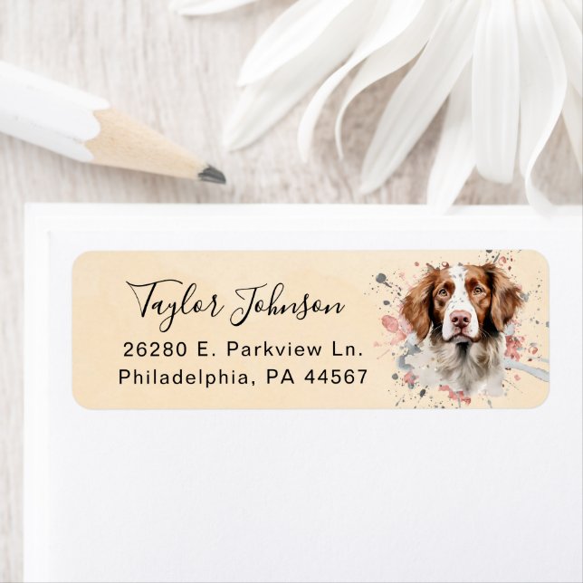 Brittany Spaniel Dog Return Address Label (Insitu)