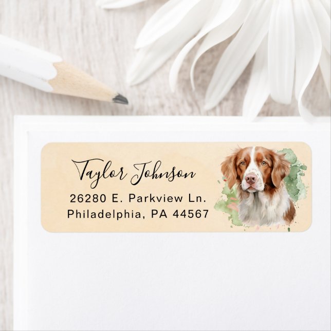 Brittany Spaniel Dog Return Address Label (Insitu)