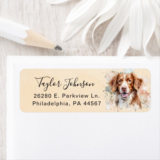 Brittany Spaniel Dog Return Address Label (Insitu)