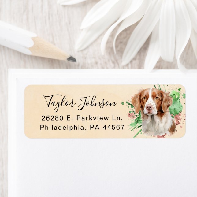 Brittany Spaniel Dog Return Address Label (Insitu)