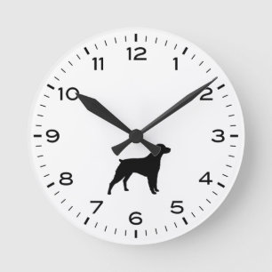 Brittany Spaniel Dog Silhouette Round Clock
