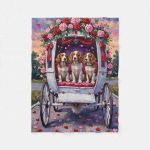 Brittany Spaniel Dog Valentine's Day Fleece Blanket