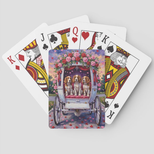 Brittany Spaniel Dog Valentine's Day  Playing Cards (Back)