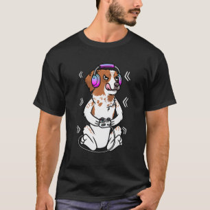 Brittany Spaniel Dog Video Game Gamer Gaming Epagn T-Shirt