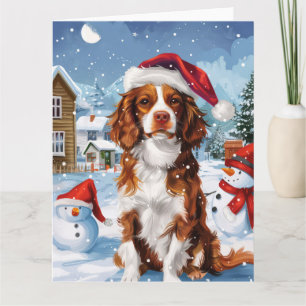 Brittany Spaniel Dog Winter Wonderland Christmas  Card