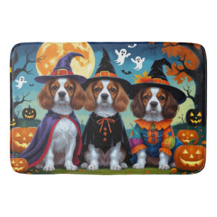 Brittany Spaniel Dogs Pumpkin Halloween Funny Bath Mat