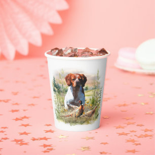 Brittany Spaniel – Field, Focus, Pheasant , Art  Paper Cups