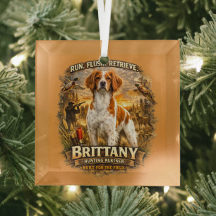 Brittany Spaniel Glass Tree Decoration