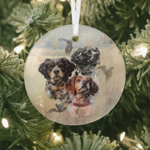 Brittany Spaniel Glass Tree Decoration